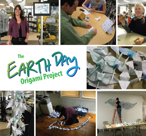 The Earth Day Origami Project, a recyled art project by Erin Wade
